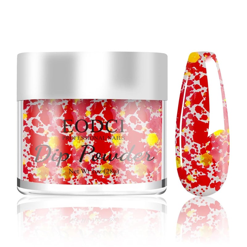 eodci 1oz Glitter Sequins Red Color Dip Powder Nails Dipping Nails Long-lasting Nails No UV Light Needed, Dipping Powder French Nail Art Starter Manicure Salon DIY at Home - Image 1